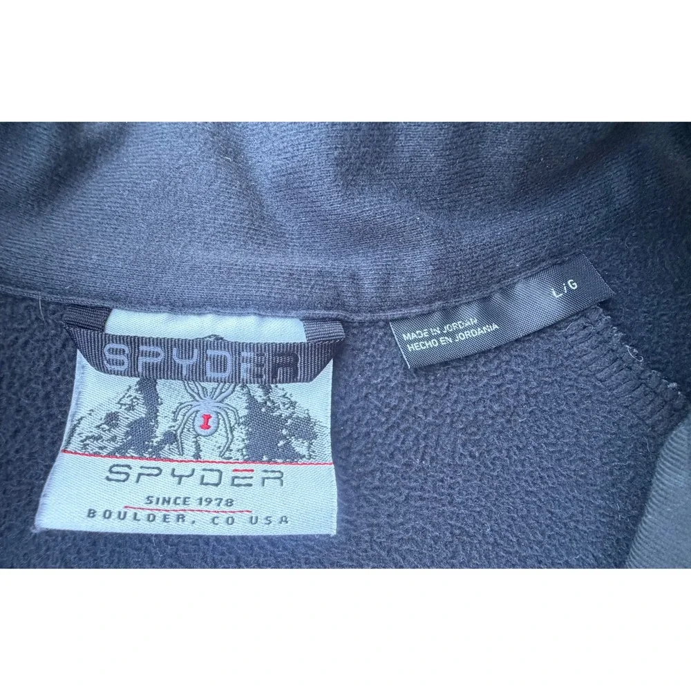 Spyder Pullover Mens Large Black Gray EUC Quarter Zip Mixed Media 229518